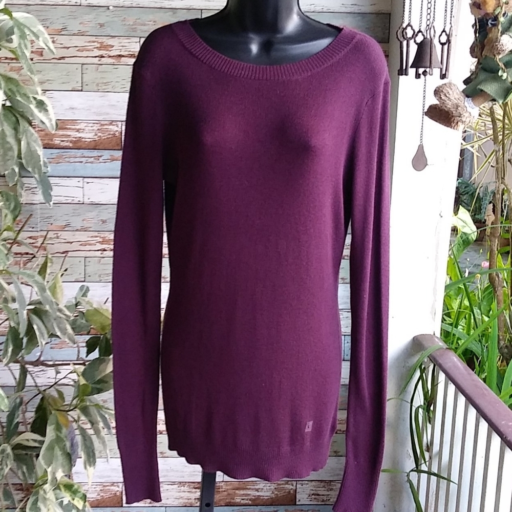 🩷 NWT Xpress Burgundy Lightweight Sweater SZ L - Picture 2 of 6